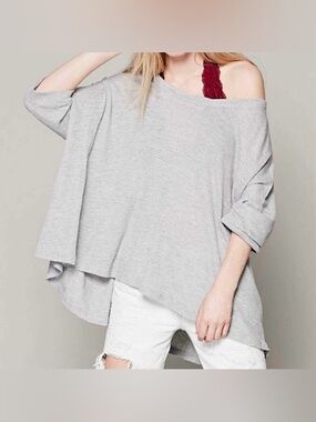 Free People Gray Oversized Top